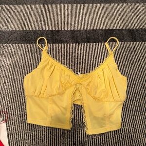 Yellow Lace Trim Crop Top